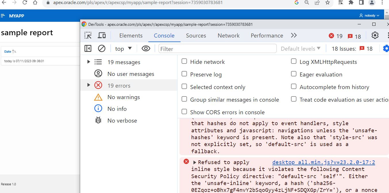 Issue in setting the secured Content Security Policy Headers in Oracle ...