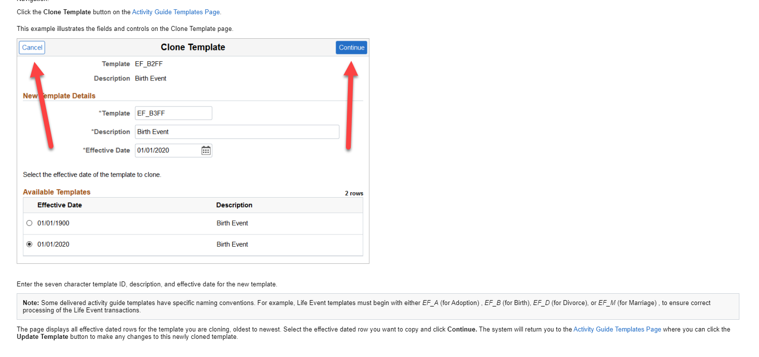 Activity Guide template cloning action buttons not working — oracle-mosc
