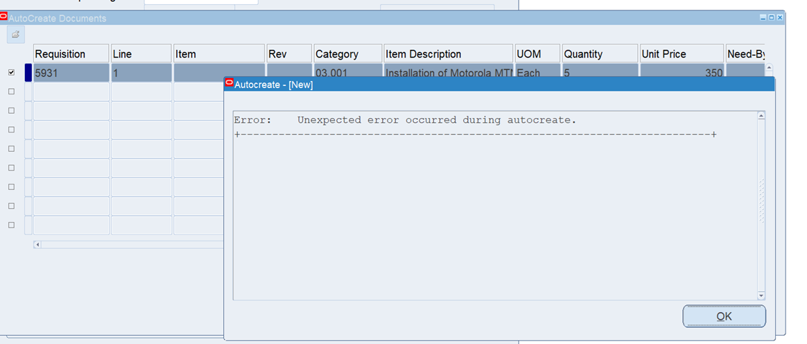 Dears Please your support when i create PO from autocreate form i get ...