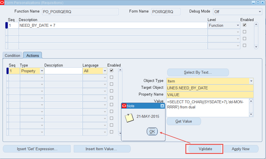 Personalization - Default need by date on requisition window — oracle-mosc