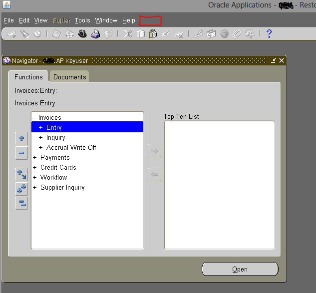 Customize menu bar — oracle-mosc