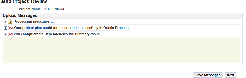 UPLOAD MS PROJECT TO ORACLE PROJECTS ISSUE — oracle-mosc