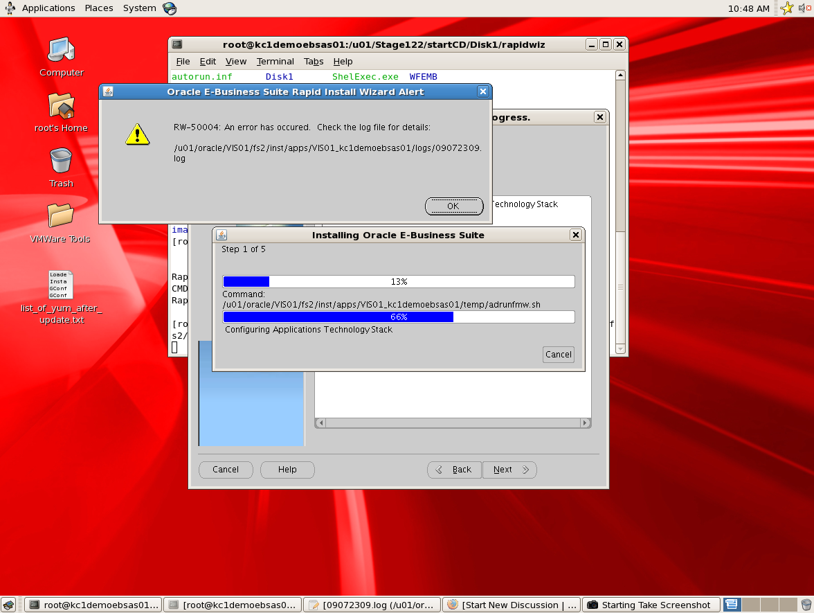 EBS R12.2 Multi Node Install - Installing 10.1.2 Tools patches error ...