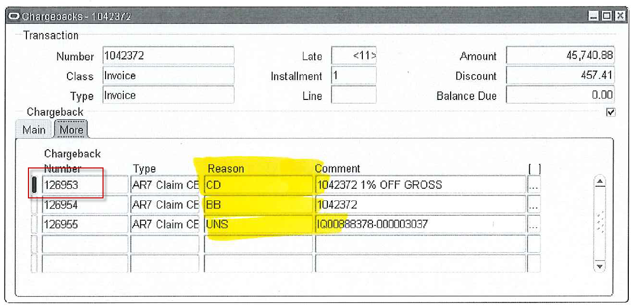 Is there a setup for populating the chargeback reason code in the ...