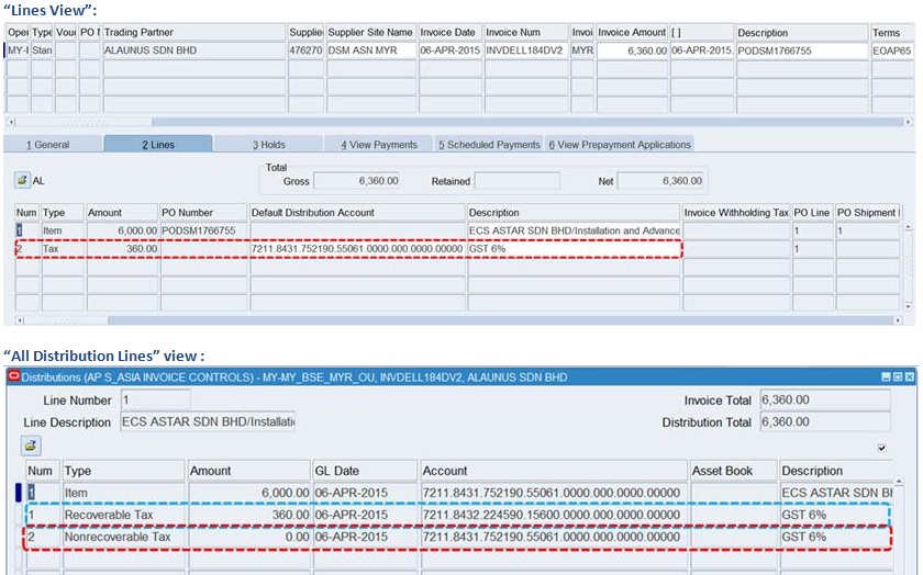 Default Distribution Account with different combinations in Invoice ...
