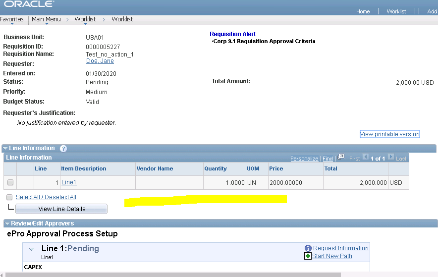 Work List Oracle requisition worklist not having approval button — oracle-mosc
