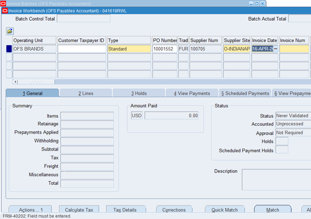 Oracle Order Entry From R12 R12 Payables Invoice Entry Settings — oracle-mosc