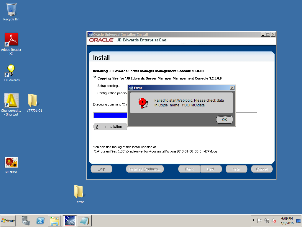 Oracle Install Error Installation Error in server manager console 9.2.0.0 — oracle-mosc