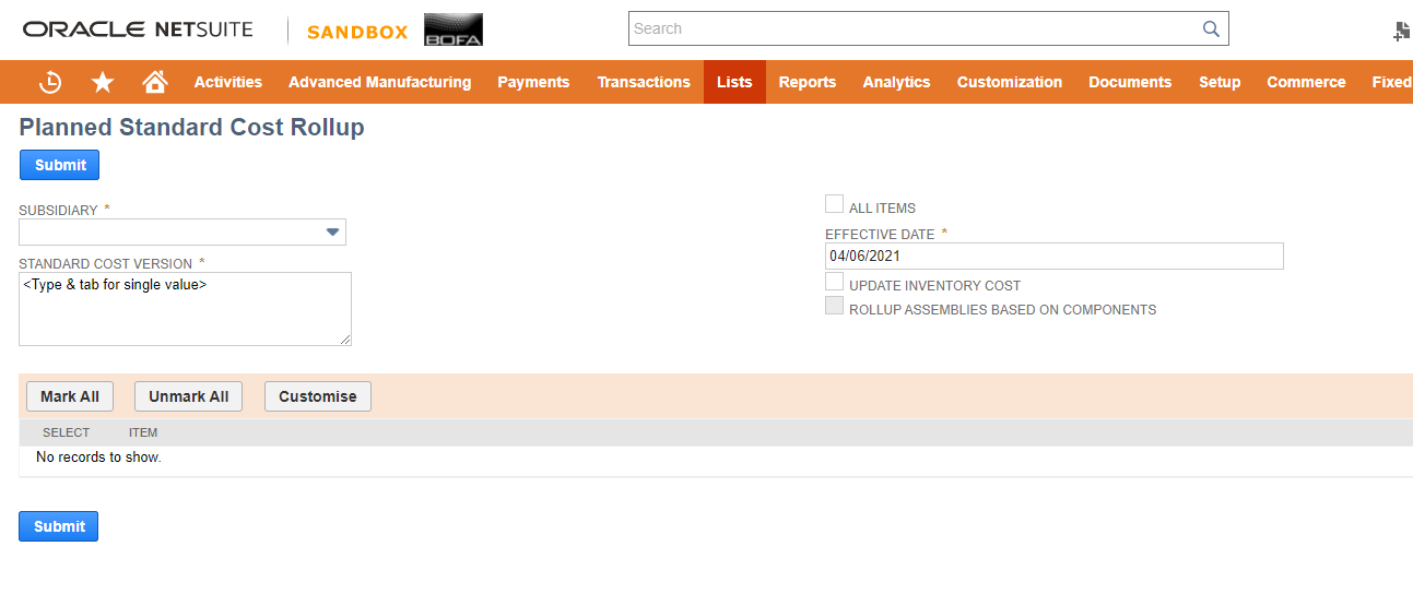 Client Script for page Planned Standard Cost Rollup — Oracle NetSuite Support Community