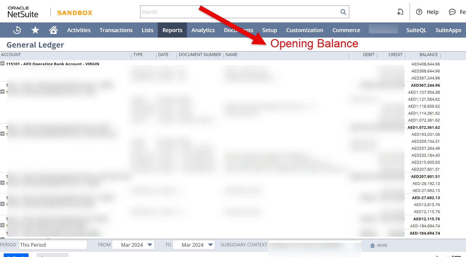 Opening Balance Column on General Ledger Report — NetSuite Community