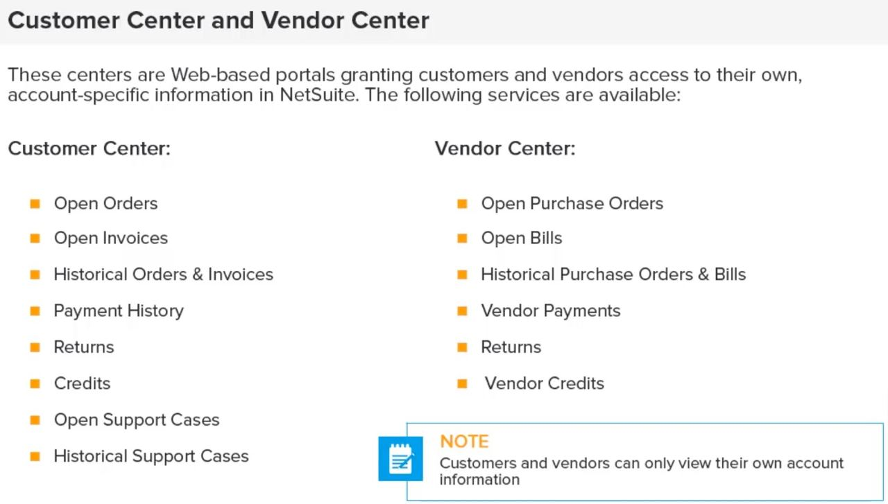 New to NetSuite Available Services in Customer Center and Vendor