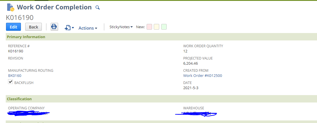New Fields in Work Order Completion form — NetSuite Community