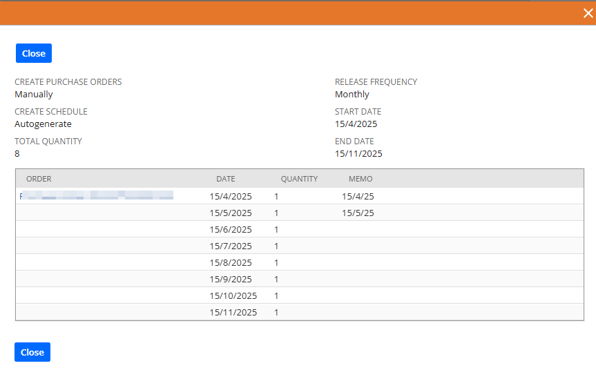 Alert to user to manually release purchase order from blanket purchase ...
