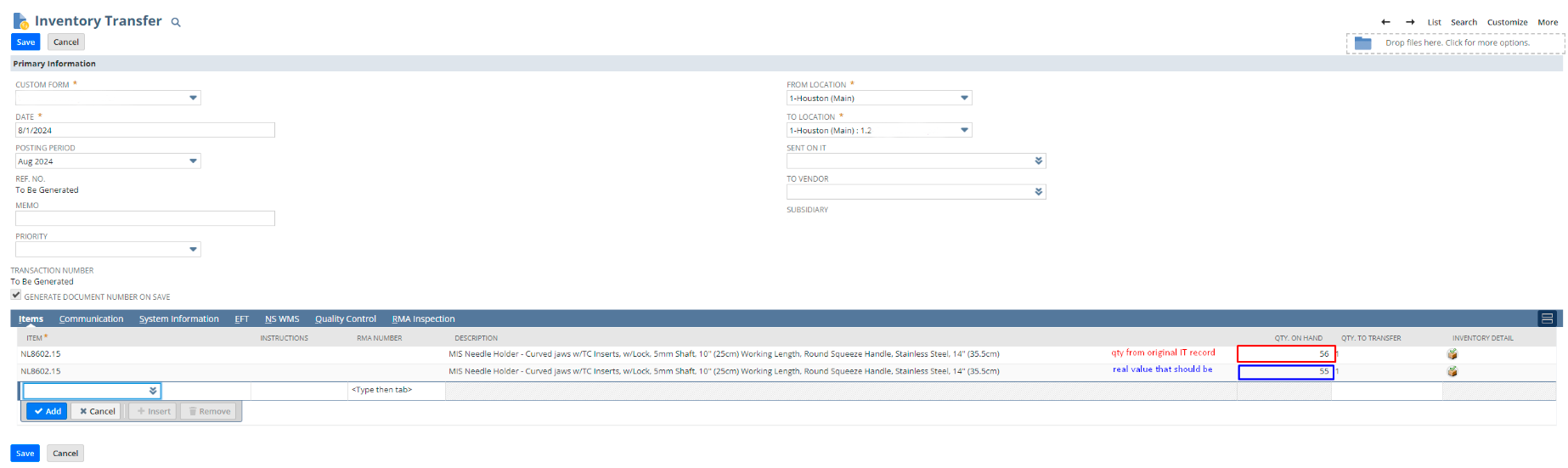 How populate Inventory Detail on Inventory Transfer — NetSuite Community