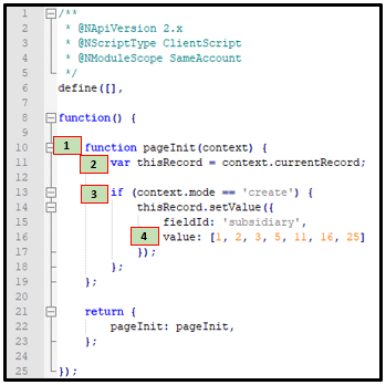 SuiteScript 2.0: Setting multiple default subsidiaries on record ...