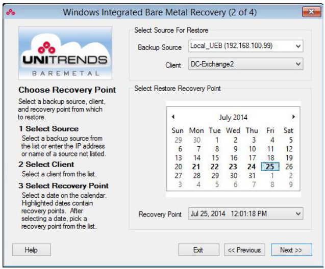 Windows Integrated Bare Metal Recovery (2 of 4)