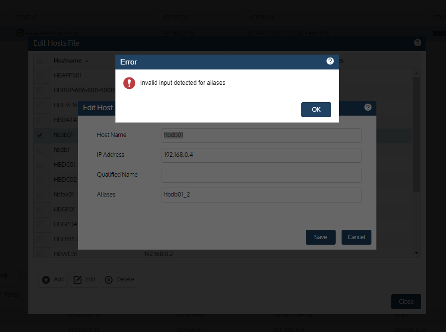 invalid input detected for aliases