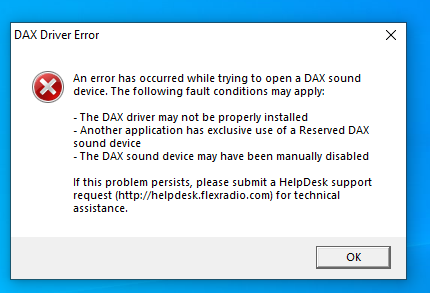 error while opening sound device