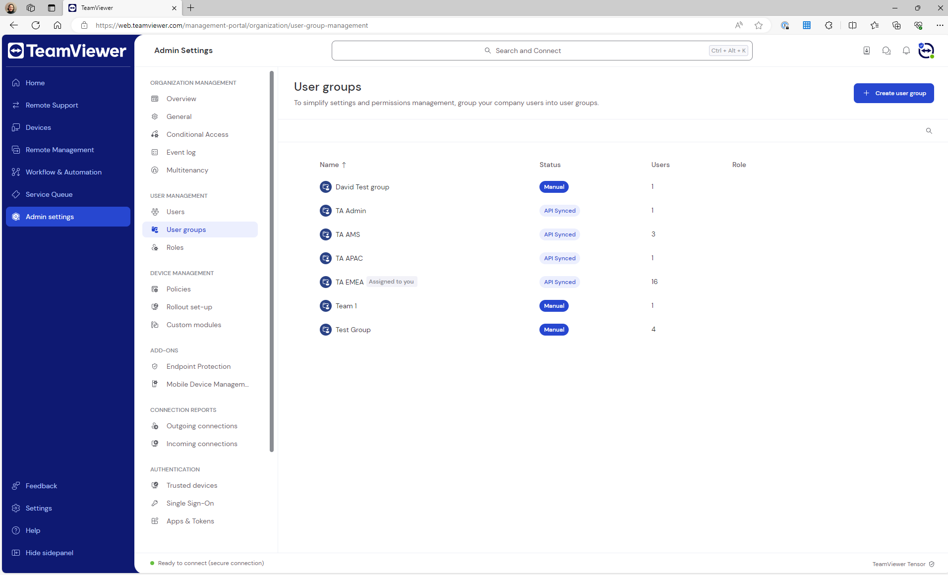 User groups TeamViewer Support