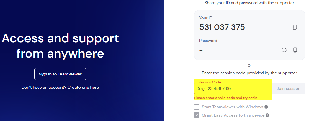 Error: Session code expired - TeamViewer Community