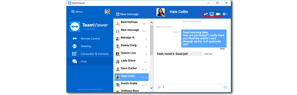 teamviewer support chat