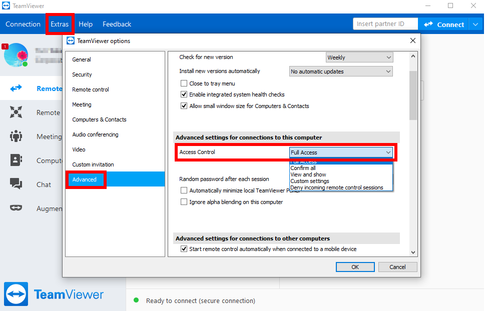 teamviewer setting up unattended access