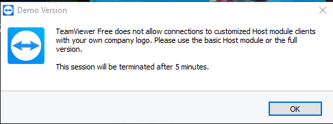 teamviewer free does not allow connections to customized