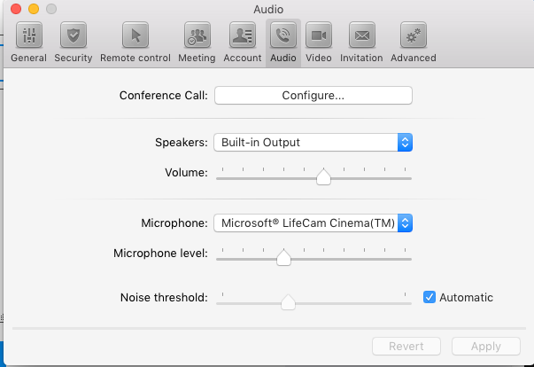 Audio settings