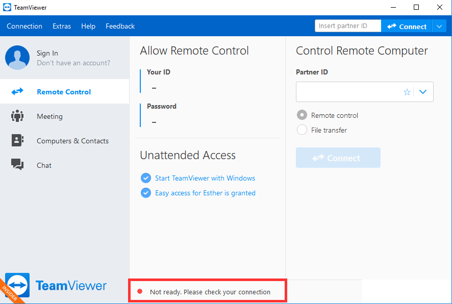 準備ができていません 接続を確認してください と表示がされた際の対応方法 Teamviewer Support