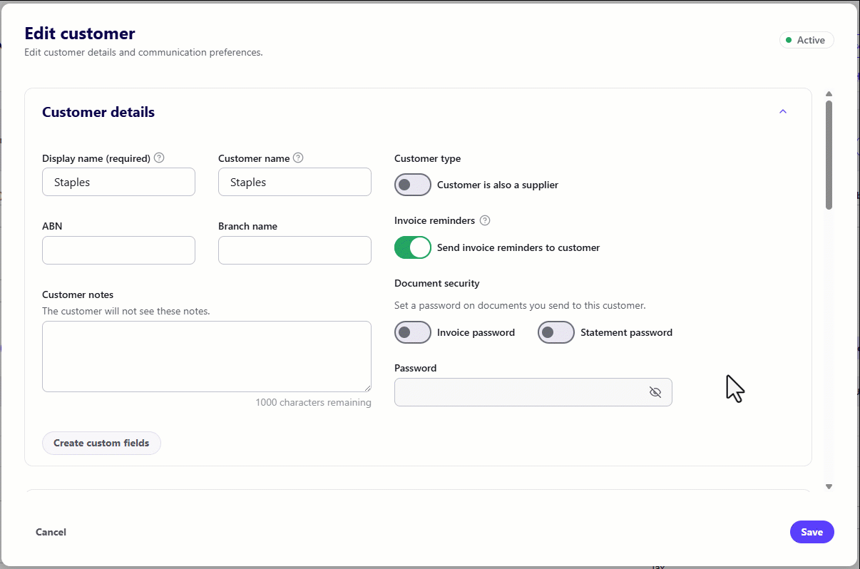 Toggle off invoice reminders.gif