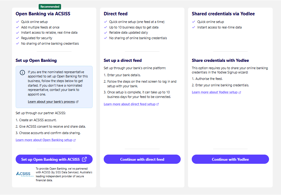 How do I setup a direct bank feed instead of Open Banking? - Reckon ...