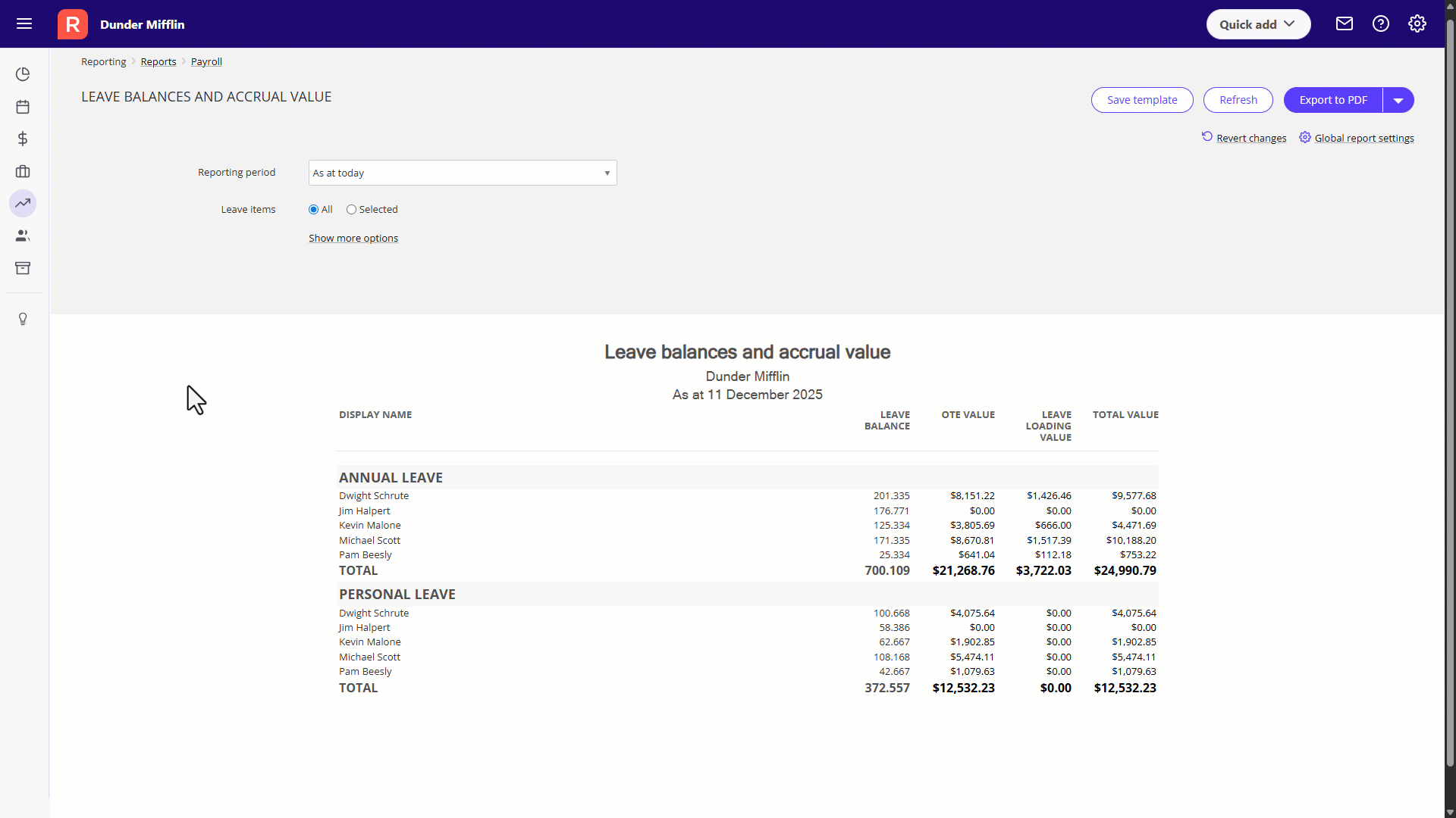 Leave Balances Report - Classifications.gif