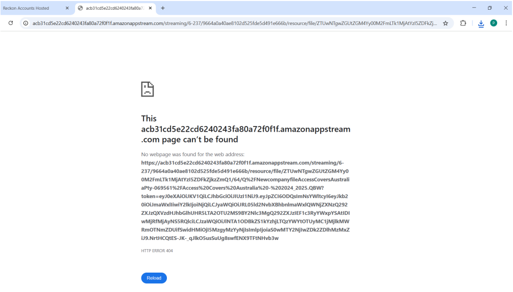 Thumbnail for: Error message appearing in Reckon Accounts Hosted