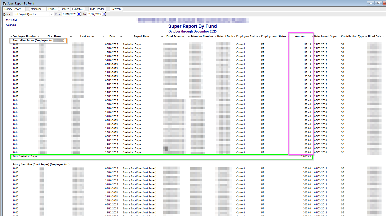 Super Report Example Super Report By Fund with Totals - Reckon Community