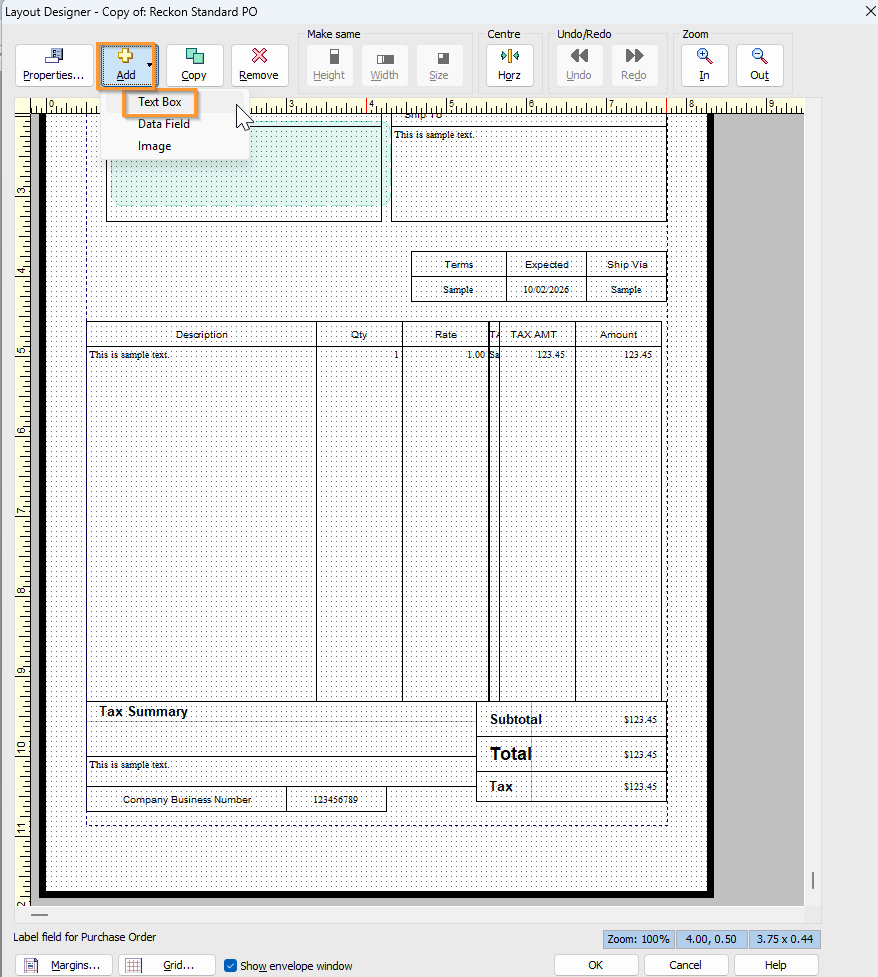 Need supplier message text box for Purchase Orders - Reckon Community