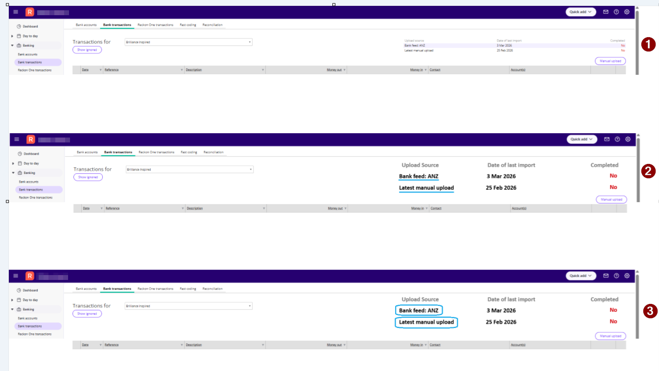 A clearer indicator of the Upload Source in the Bank Transactions page ...