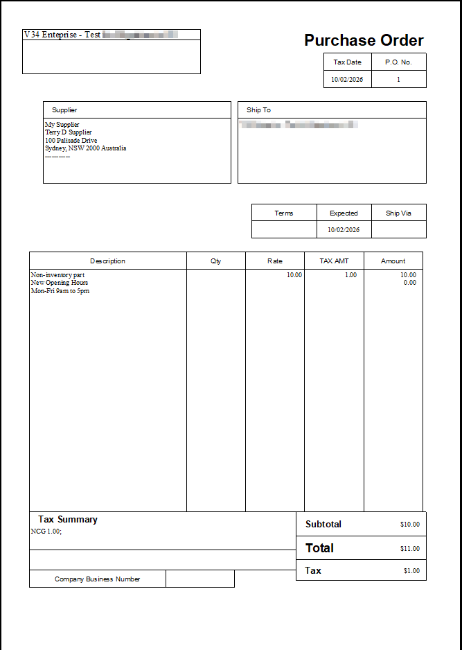 Need supplier message text box for Purchase Orders - Reckon Community