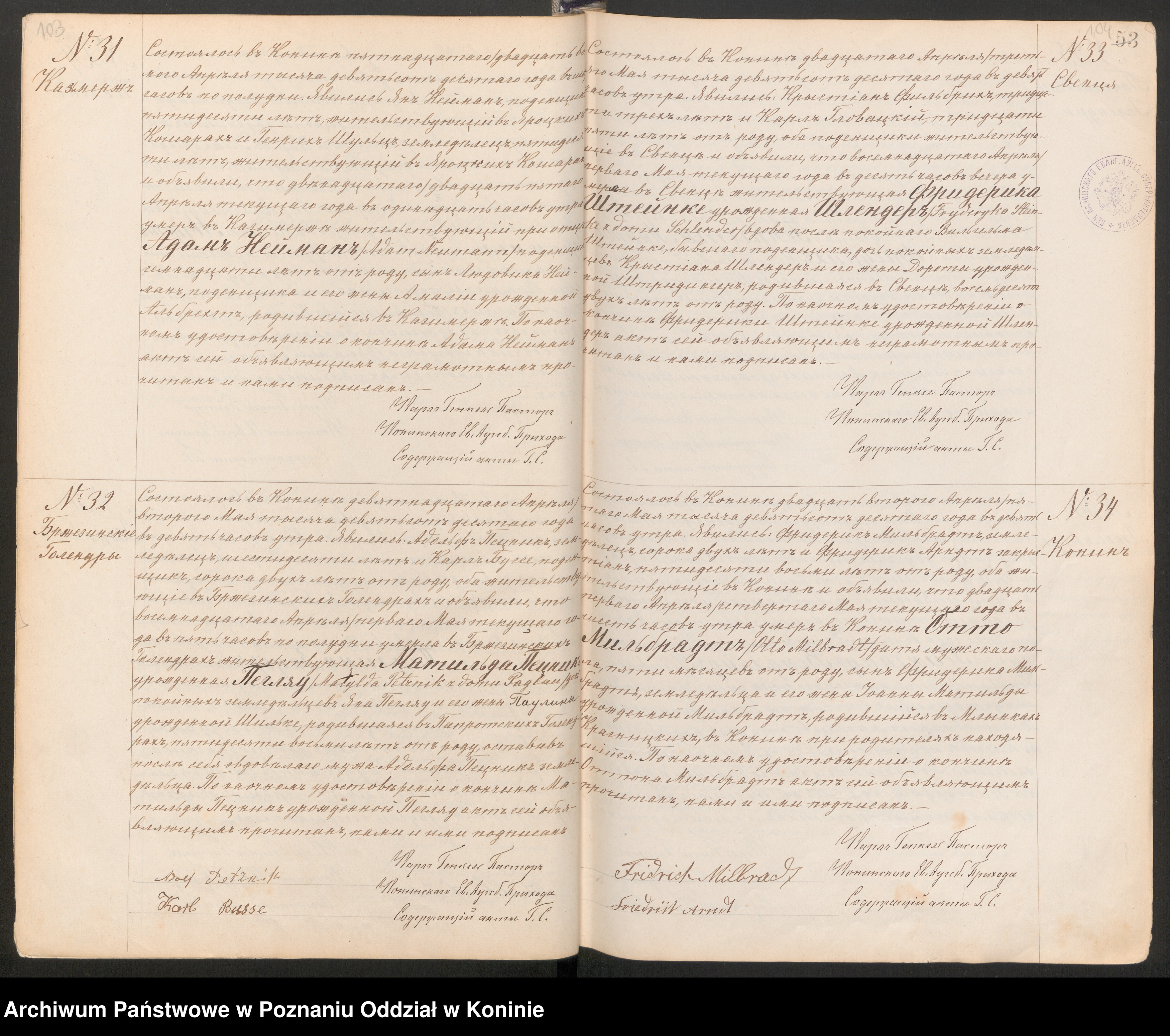 MILBRADT, Otto, b , DR, 1910, Szukajwarchiwach, No. 34, scan 55 of 339, Konin.jpg