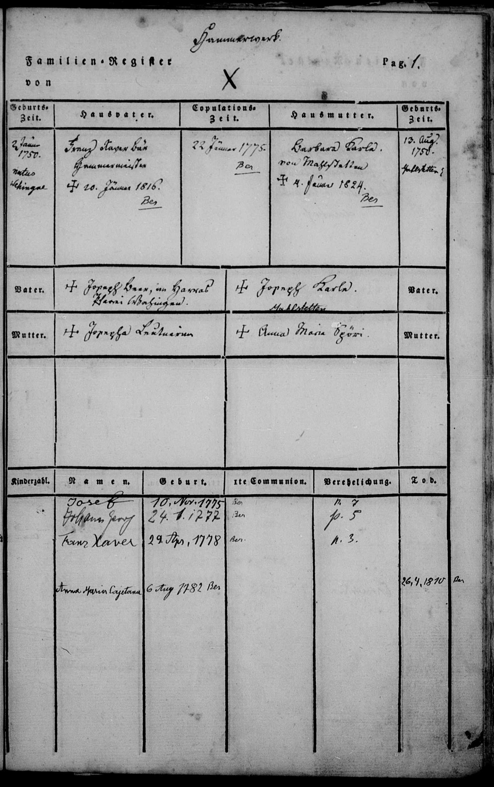 5 Bärenthal, Hohenzollern, Preußen, Familienbuch II, Seite 1.jpg