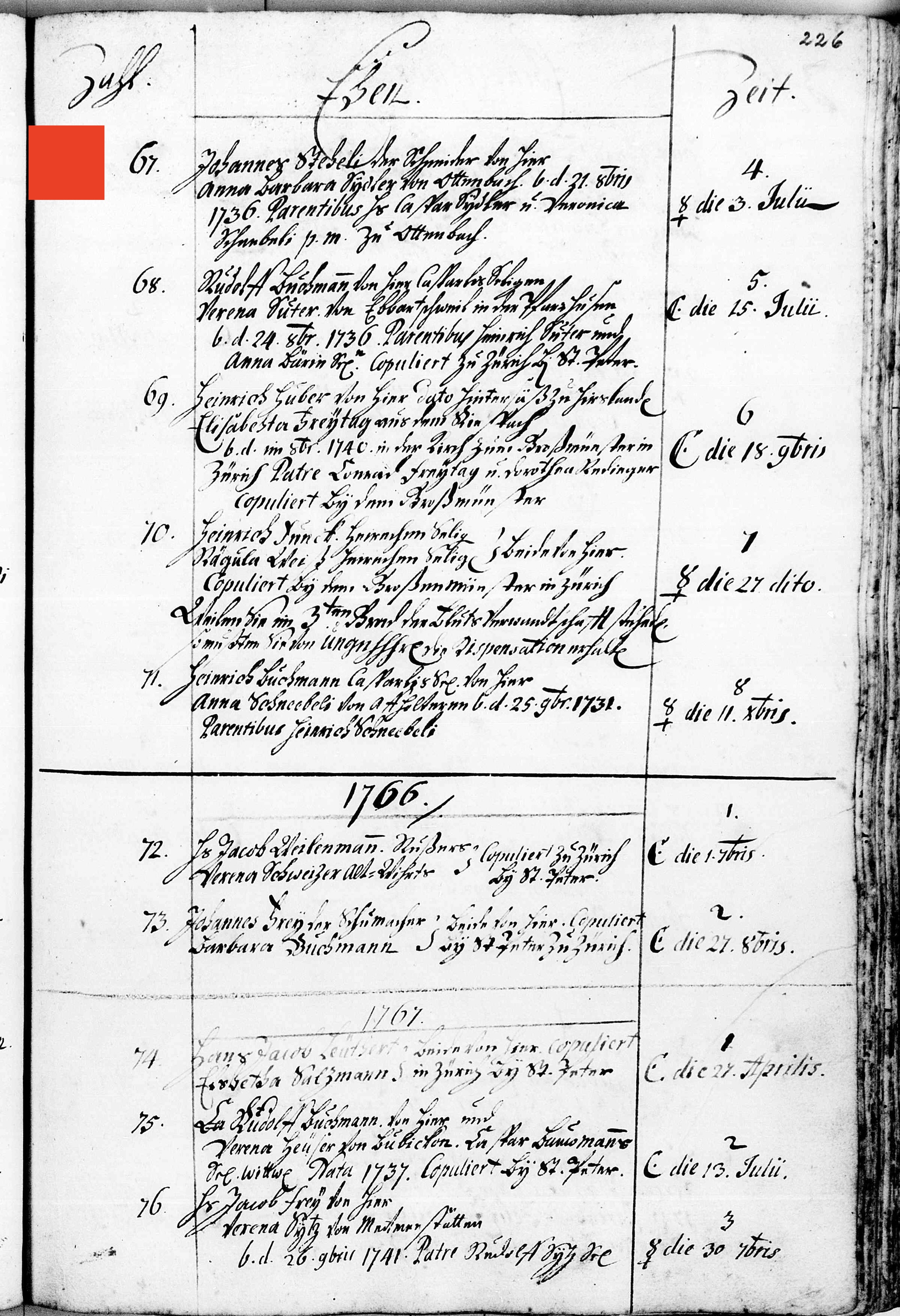 1765 Anna Barbara Sidler marr to Johannes Steheli 3 Julyu Maschwanden page 120 2.jpg