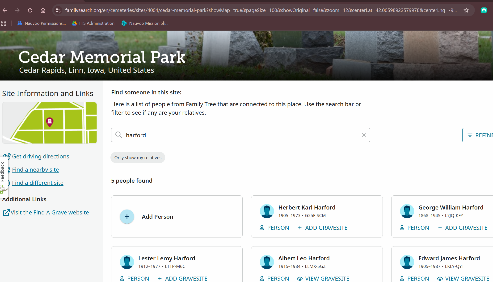 Ceder Memorial Park Manual search last name.png