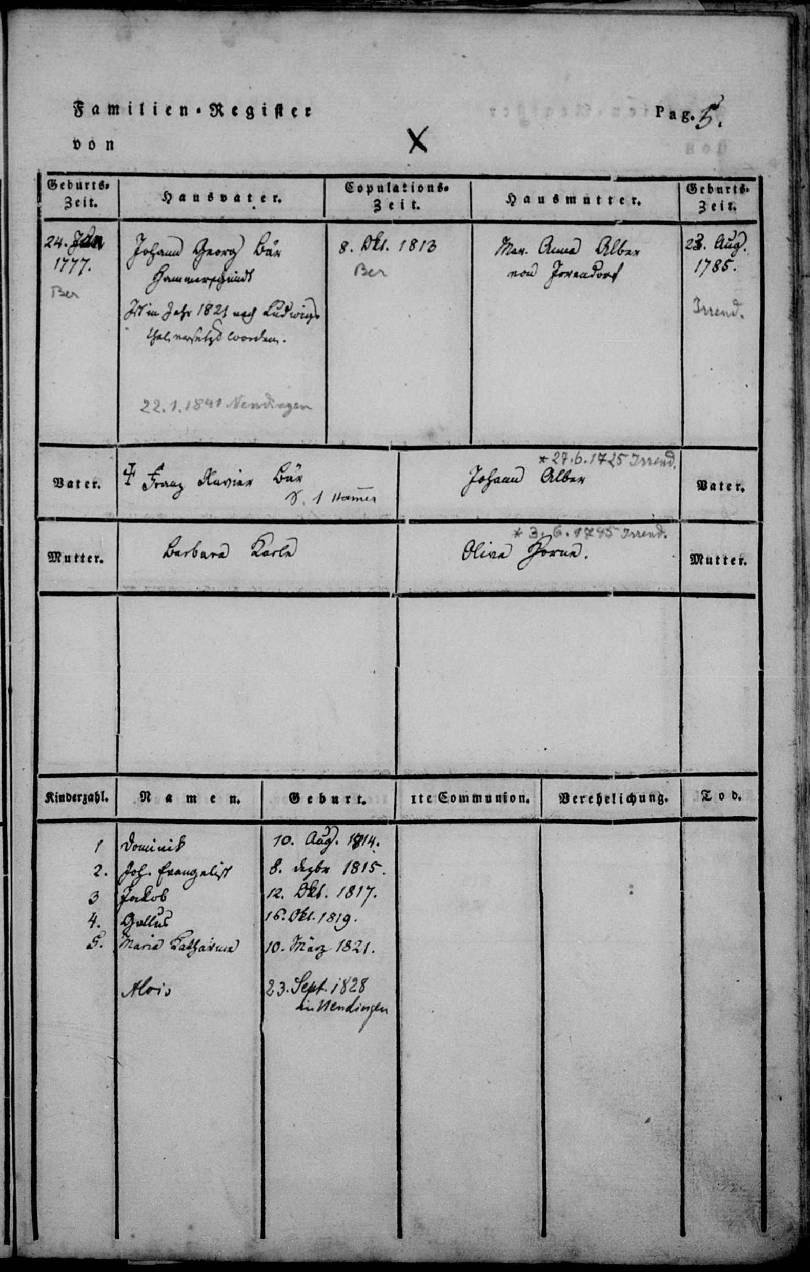 7 Bärenthal, Hohenzollern, Preußen, Familienbuch II, page 5.jpg