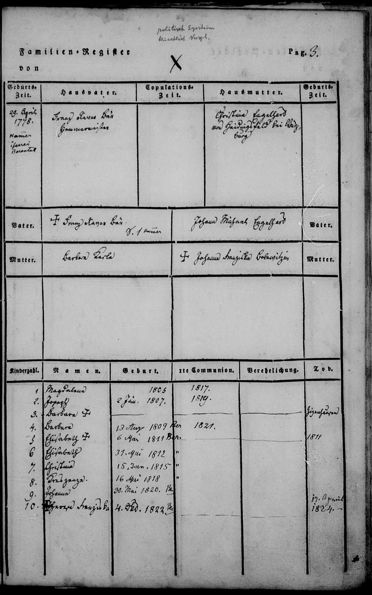 6 Bärenthal, Hohenzollern, Preußen, Familienbuch II, Seite 3.jpg