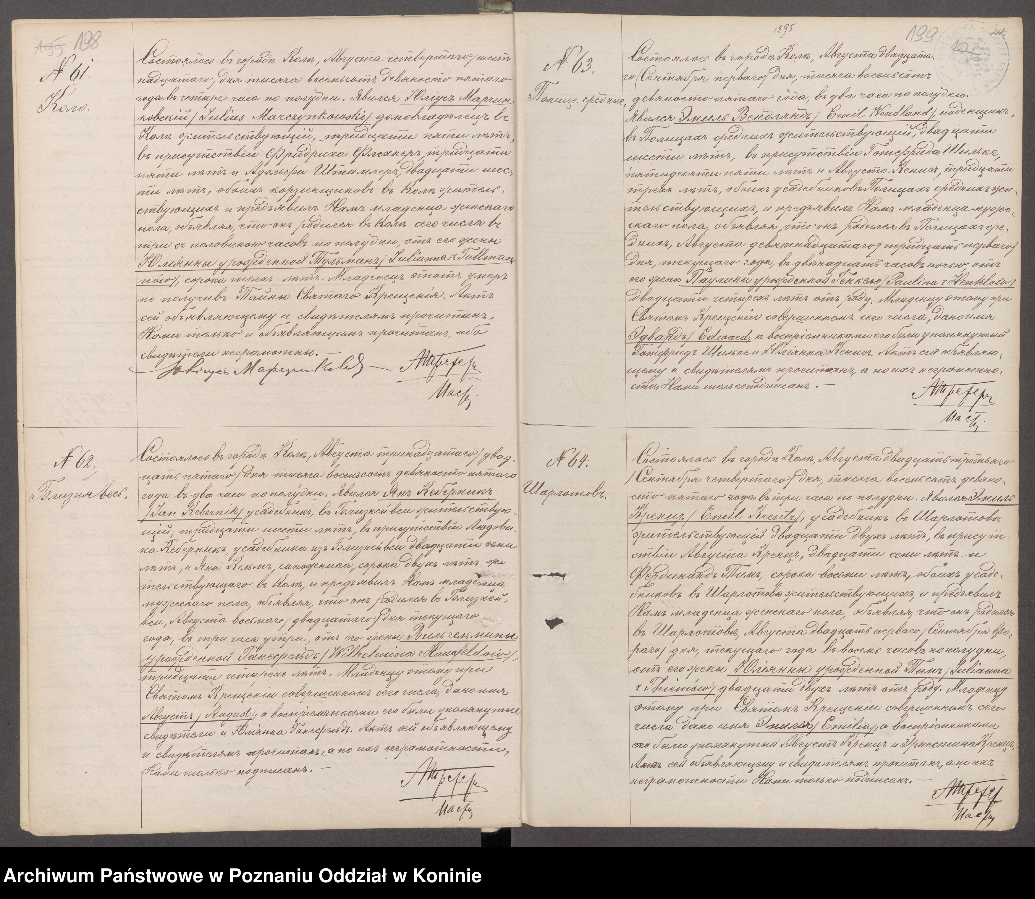 MARCINKOWSKI, Kre, b 1895, BR, 1895, Szukawarchiwach, scan 102 of 371, no. 61, Kolo.jpg