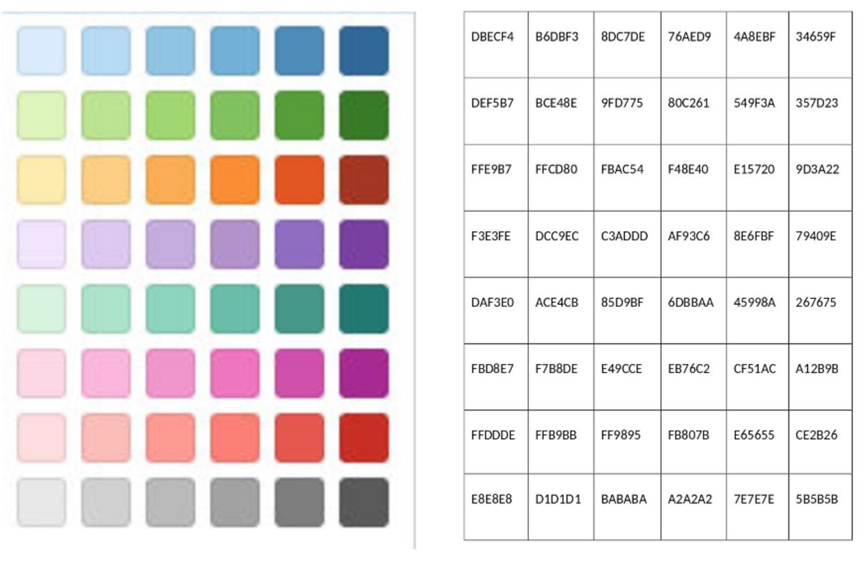 web color codes chart