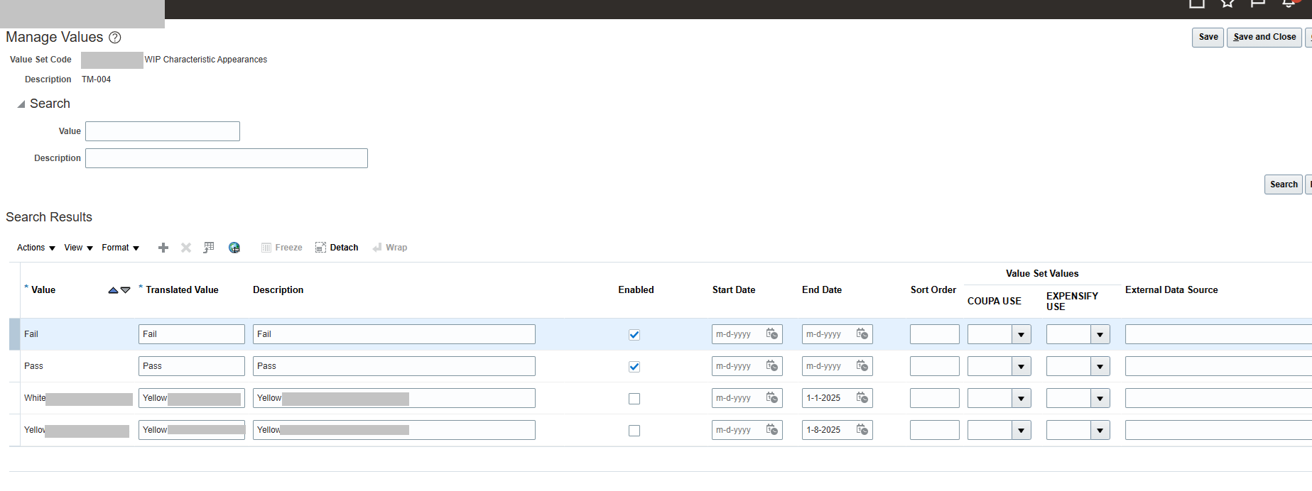 Disabled Value Java When inspection Characteristic Value Set it updated, Disabled Value ...