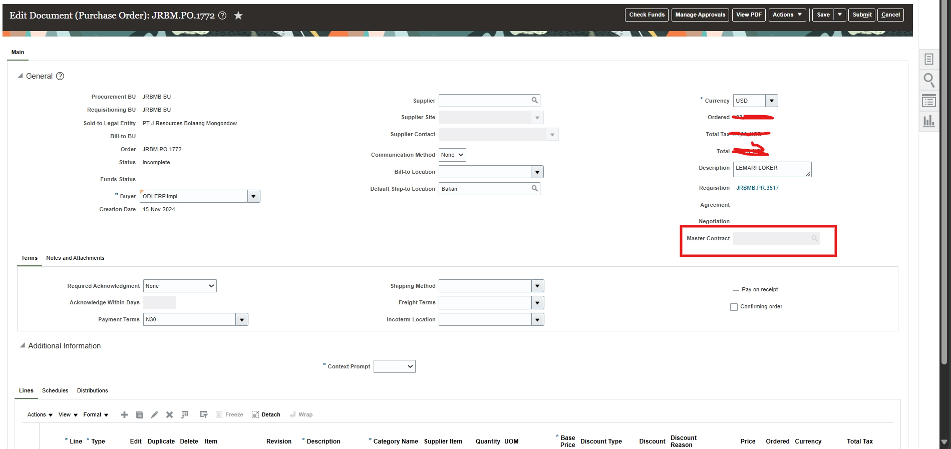 Draft State Inicator Can we put master contract on draft status in Purchase Order? — Cloud ...