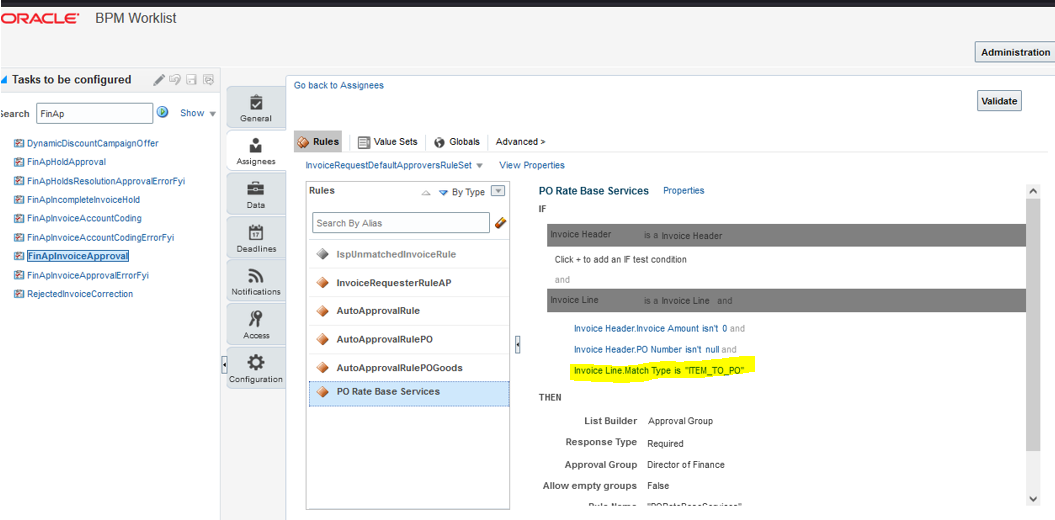 How to setup an Invoice approval for new line type "Rate Based Services ...
