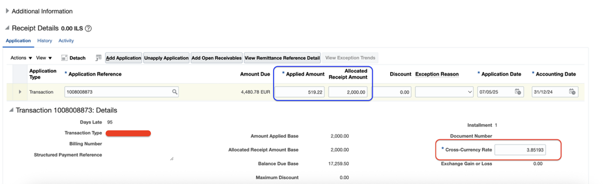 Cross Currency Receipt — Cloud Customer Connect