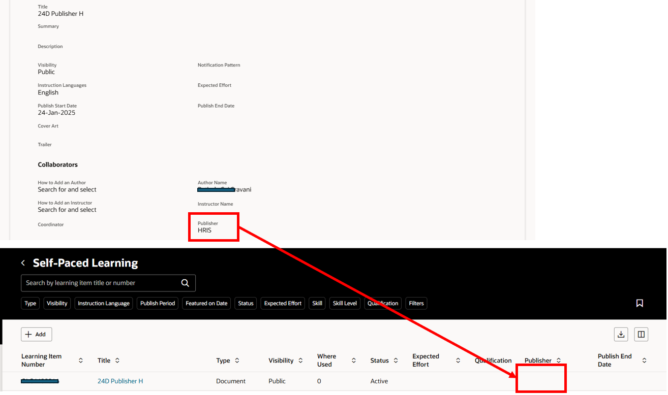 24D: Self-Paced Learning Redwood: Publisher Name not getting listed ...